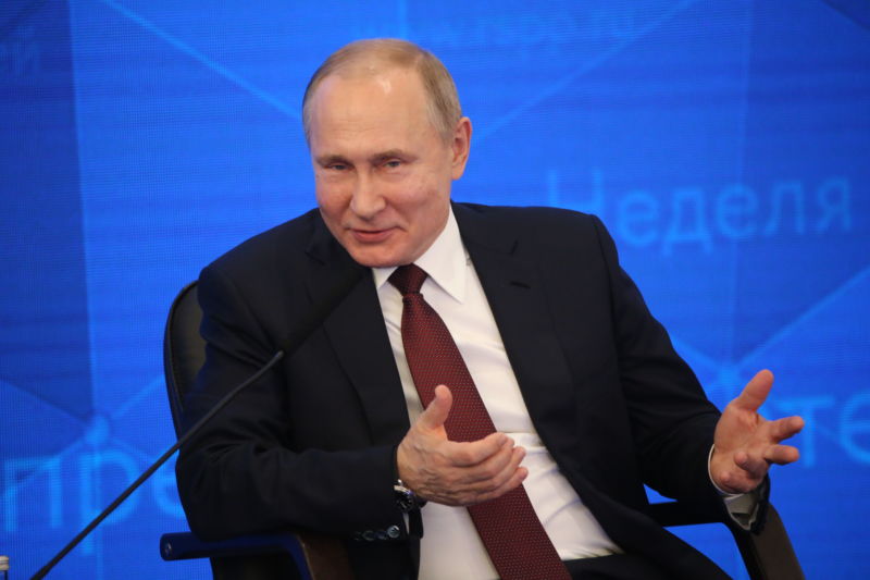 Russian President Vladimir Putin speaks in Moscow on March 14, 2019.