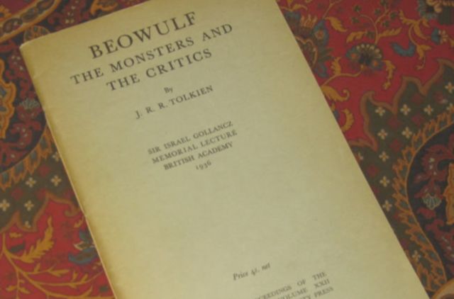 A copy of J.R.R. Tolkien's seminal manuscript, "<em>Beowulf</em>: The Monsters and the Critics," reprinted lithographically at the University Press, Oxford from sheets of the first edition, 1958, 1960.