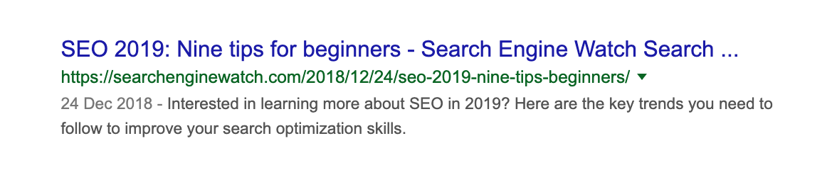 Snippet example of question focused meta content