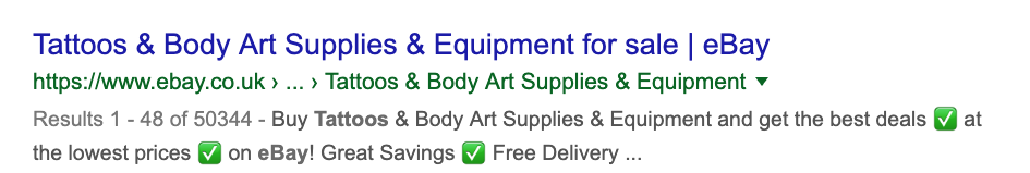 Snippet example of special characters focused meta content