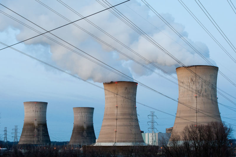 Cooling towers at Three Mile Island.