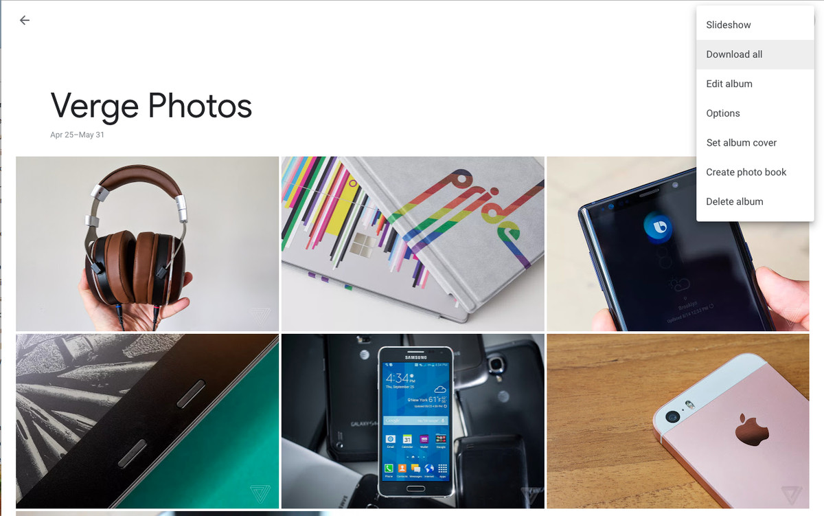 google photos download album