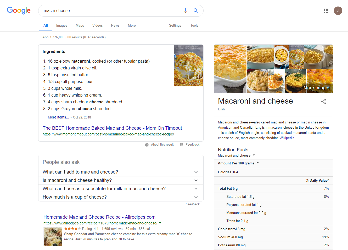 Example of rich snippets in Google SERP