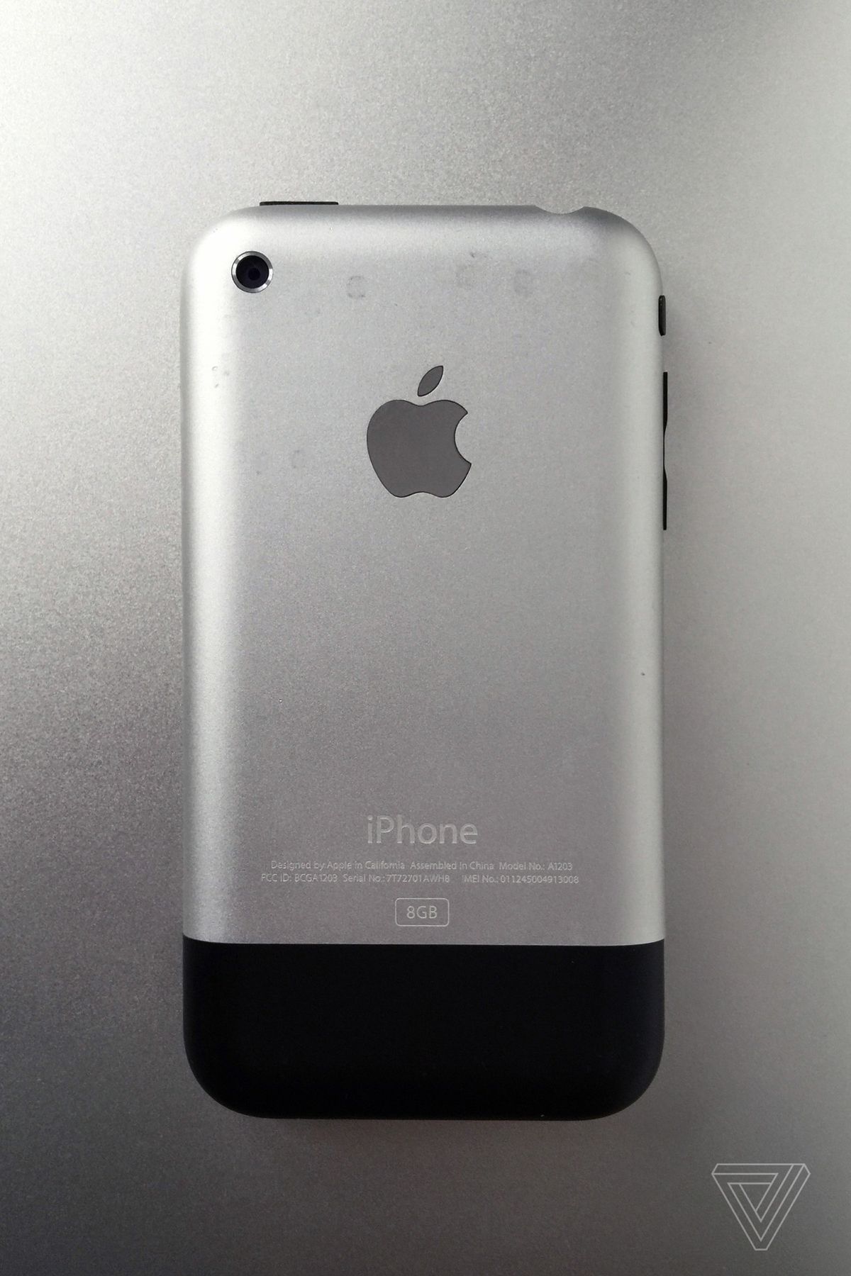 The back of the first generation Apple iPhone