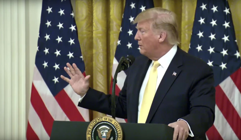 President Donald Trump speaking at the White House on July 11, 2019.