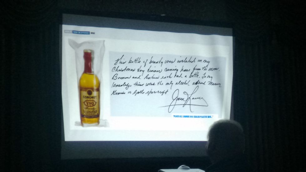 “This bottle of brandy was included in my Christmas Day dinner coming home from the Moon. Borman and Anders each had a bottle. To my knowledge, this was the only alcohol aboard Mercury, Gemini, and Apollo spacecraft.—James Lovell”