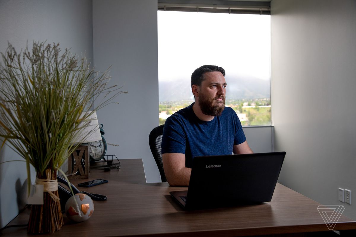 Mark Naugle creator of quitmormon.com, which helps people be officially removed from LDS records, is photographed in his rented office space in Cottonwood Heights, Utah on May 23, 2019.
