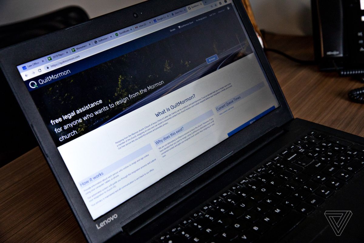 Interface of Quitmormon.com, which helps people be officially removed from LDS records, is photographed in Cottonwood Heights, Utah on May 23, 2019.