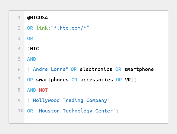 example of using AND” and “AND NOT” operators for boolean search