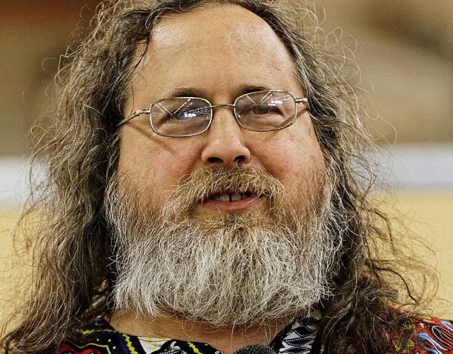 Stallman speaks at a conference in 2014.