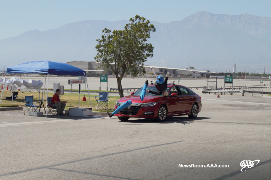 None of the four cars was able to detect a pedestrian crossing the road just after a right turn.