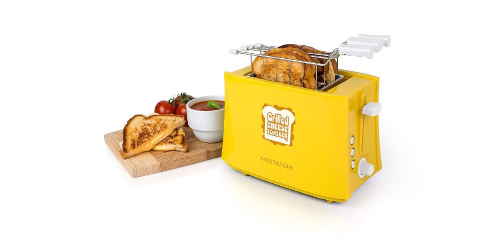 Nostalgia TCS2 Grilled Cheese Toaster with Easy-Clean Toaster Baskets and Adjustable Toasting Dial