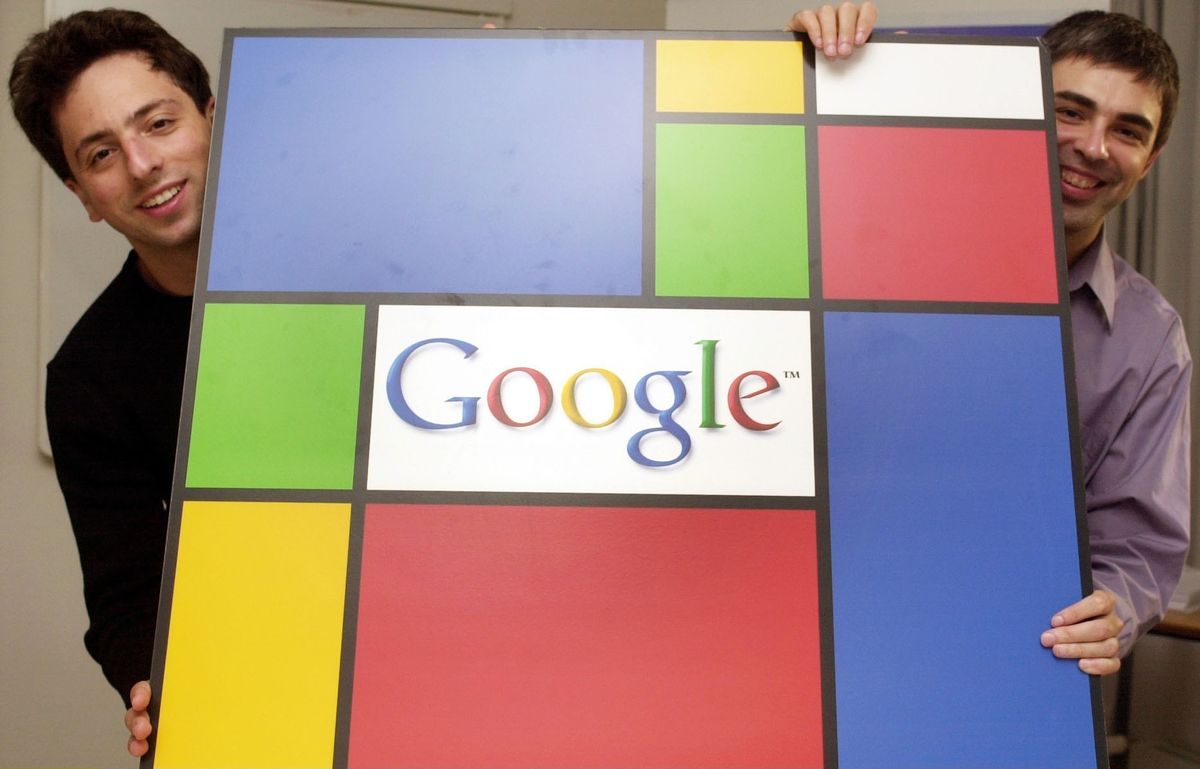 Brin, Sergey - Google-Gründer - mit seinem Partner Larry Page (r)