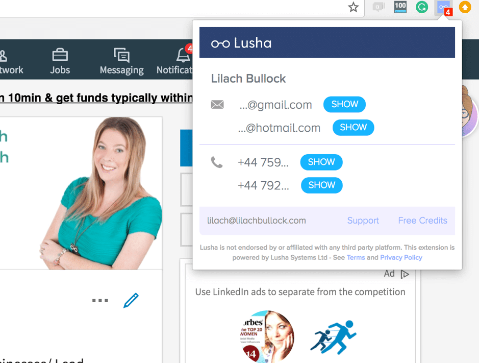 Lusha for social media data and sales