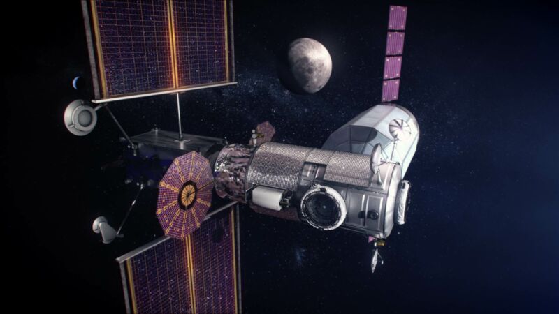 Artist's concept of initial configuration of the Lunar Gateway.