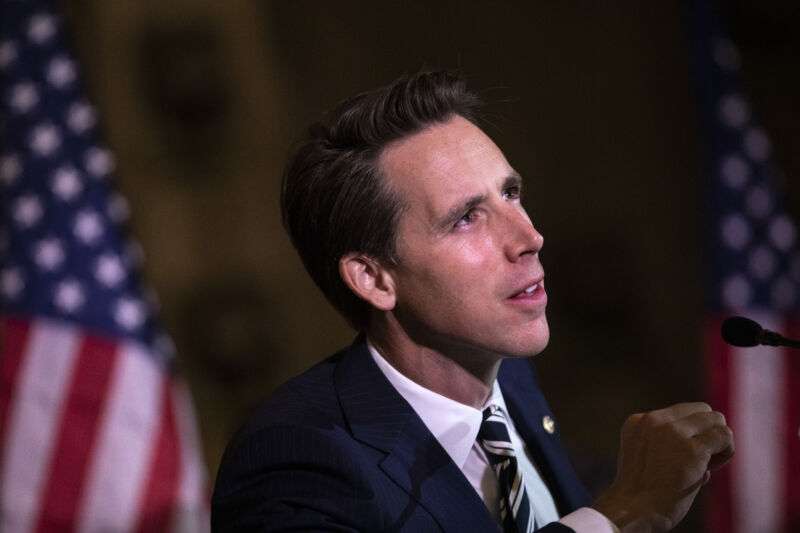 NEW YORK, NY - SEPTEMBER 9: Sen. Josh Hawley (R-MO) attends a a special Senate Committee on Homeland Security and Governmental affairs hearing on "The State of Homeland Security after 9/11" at the National September 11th Memorial & Museum on September 9, 2019 in New York City. The hearing featured three former secretaries of the U.S. Department of Homeland Security. (Photo by Drew Angerer/Getty Images)