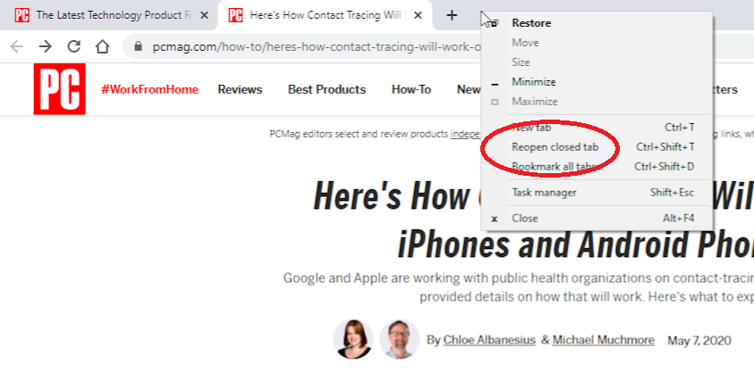 Open Accidentally Closed Tabs