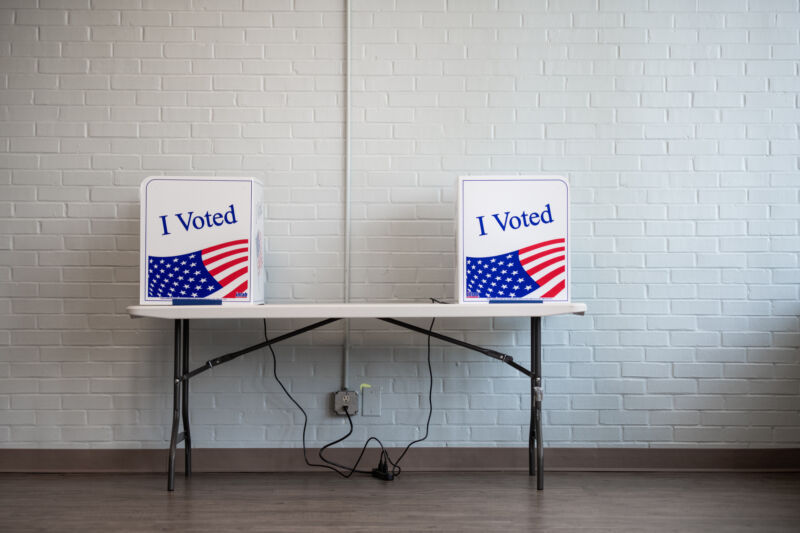 Voting machines are shown at a polling location on June 9, 2020 in West Columbia, South Carolina.