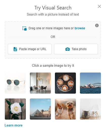 Bing visual search