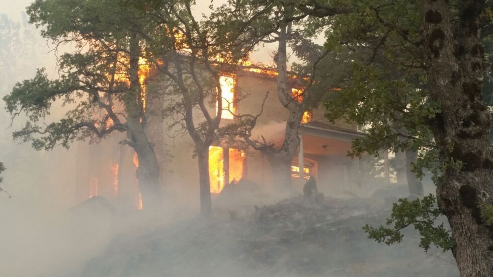 An unused residence on the Lick Observatory grounds burned up.