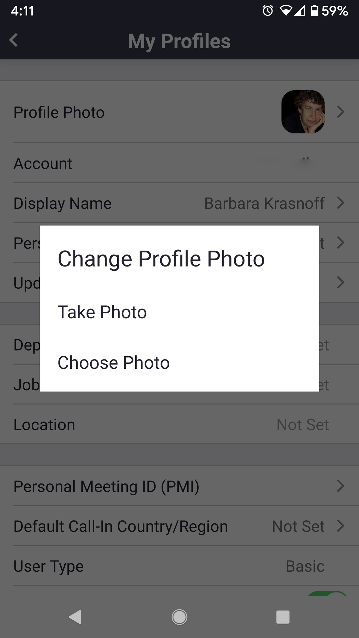 You can also change your profile photo in the pop-up window.