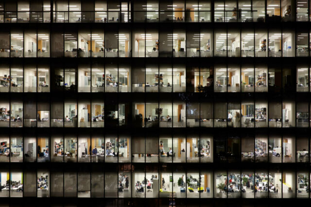 Working in the Long-Long Ago, when we all went into the office. There's a lot of very expensive real estate going underutilized right now.