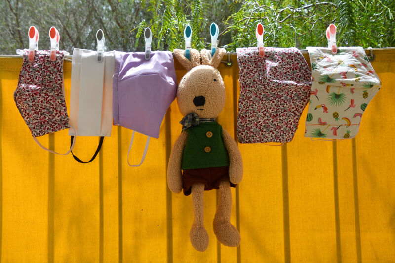 Hand made face masks drying in Southeast France.