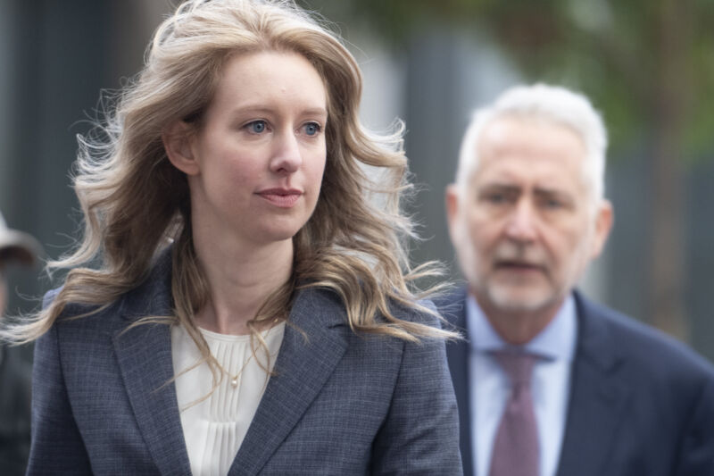 Elizabeth Holmes, founder and former CEO of Theranos, arrives for motion hearing on Monday, November 4, 2019, at the U.S. District Court House in San Jose, California.