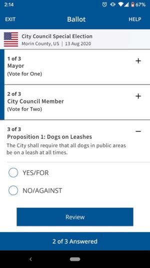 A look at the Voatz app interface (Android version)