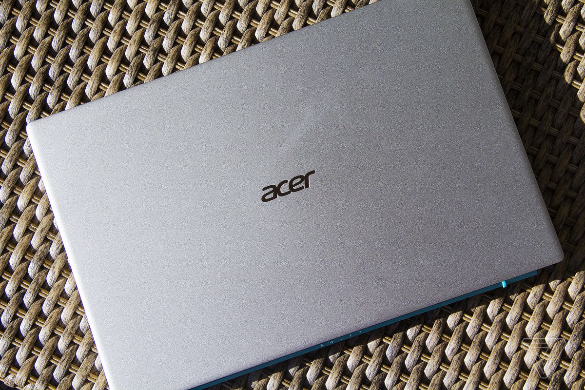 The lid of the Acer Swift 3X from the top.