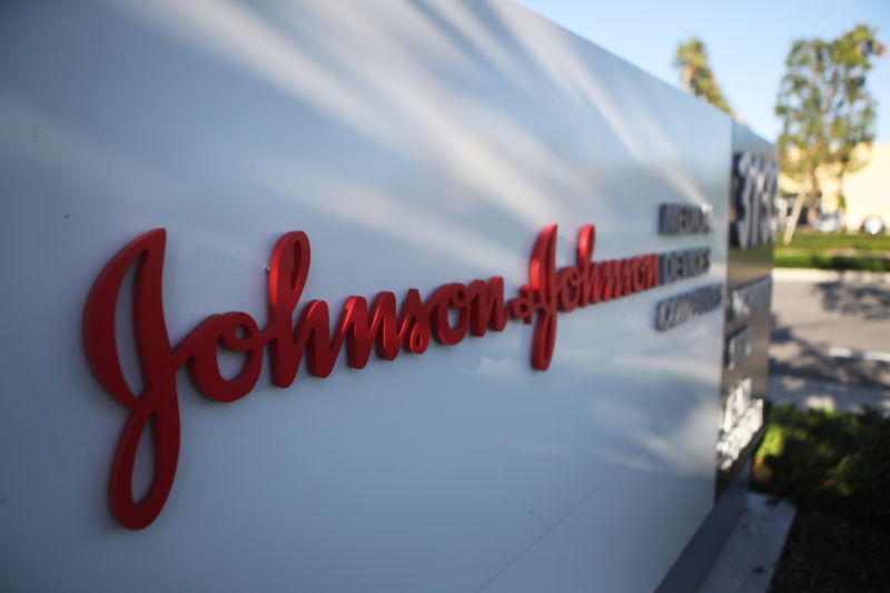 A sign at the Johnson & Johnson campus on August 26, 2019 in Irvine, California. 