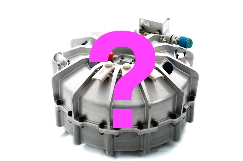 A question mark has been superimposed over a cutting edge automobile component.