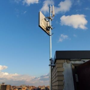 Rooftop antenna at Sacred Heart School in the Bronx.