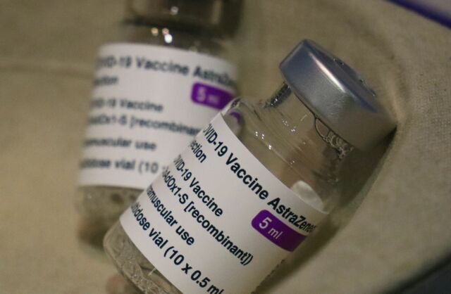 Vials of the AstraZeneca COVID-19 vaccine are seen during the opening of a vaccination center in Cyprus on March 22, 2021.