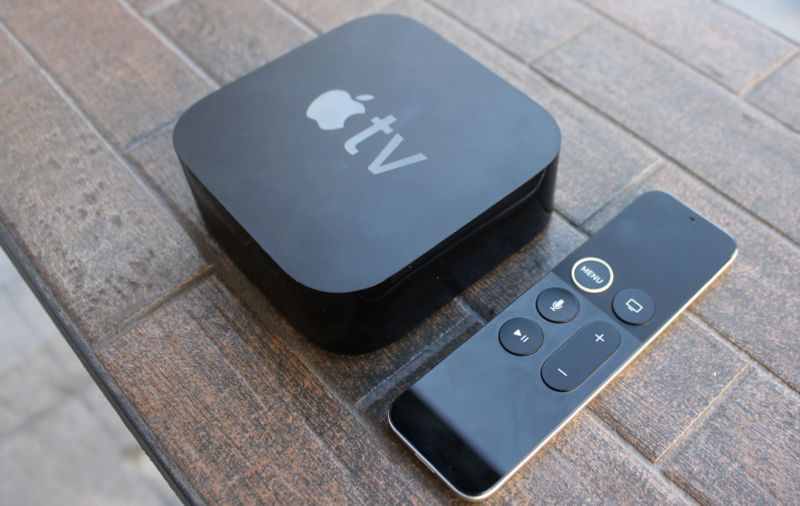 The Apple TV 4K and remote.