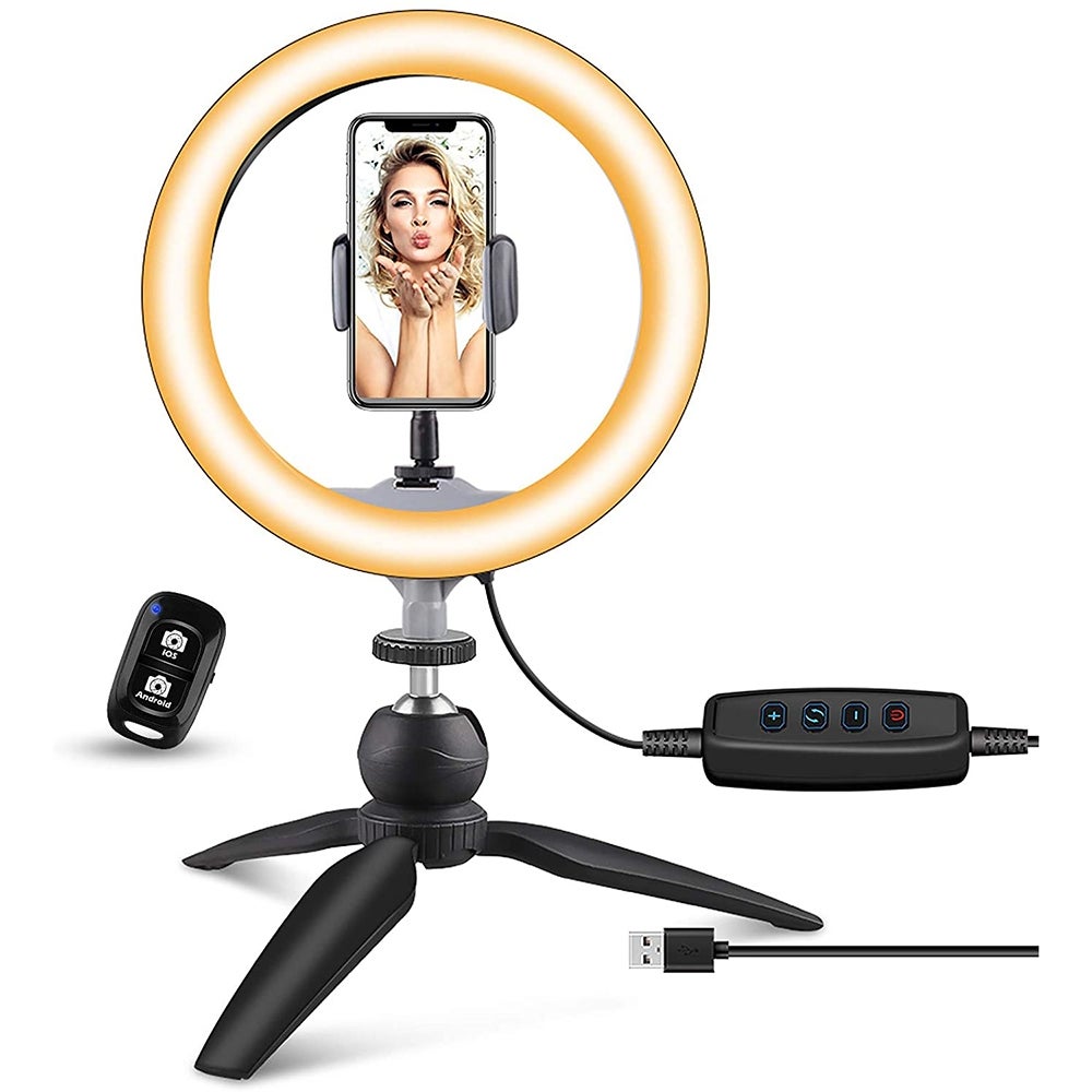 Best Phone Holder: Ubeesize Ring Light with Tripod Stand and Phone Holder ($20)