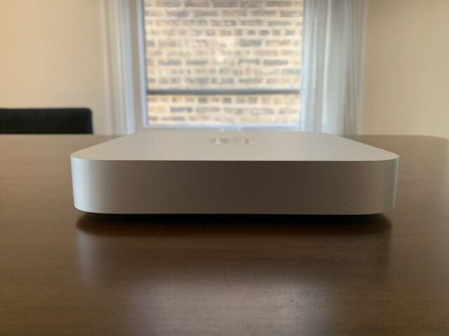 The diminutive, M1-equipped Apple Mac Mini.