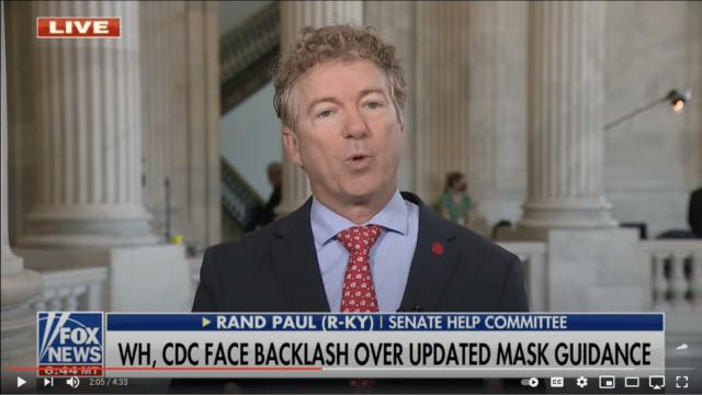 Sen. Rand Paul, in a Fox News segment he reposted on YouTube and Facebook, falsely claimed that masks are ineffective at slowing the spread of COVID-19.