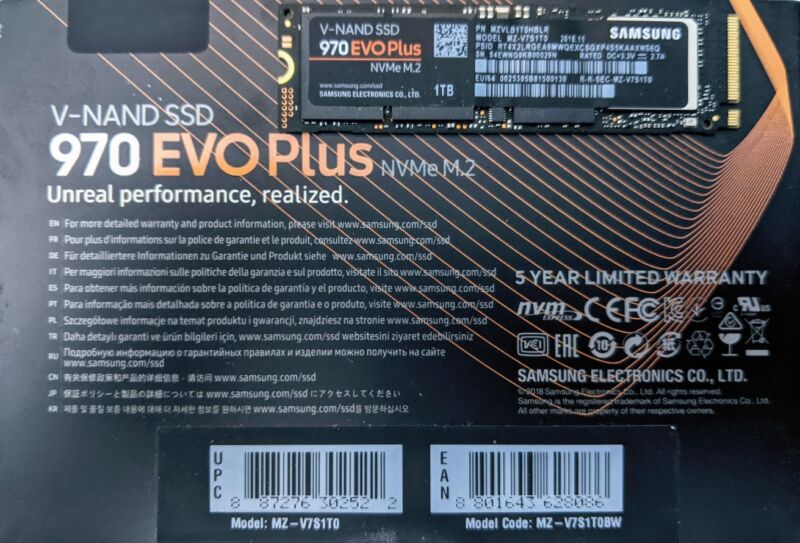 You can't see the part number which distinguishes the newer, slower drive from the older, faster one on the box—you need to check the PN field in the top center of the label on the drive itself.