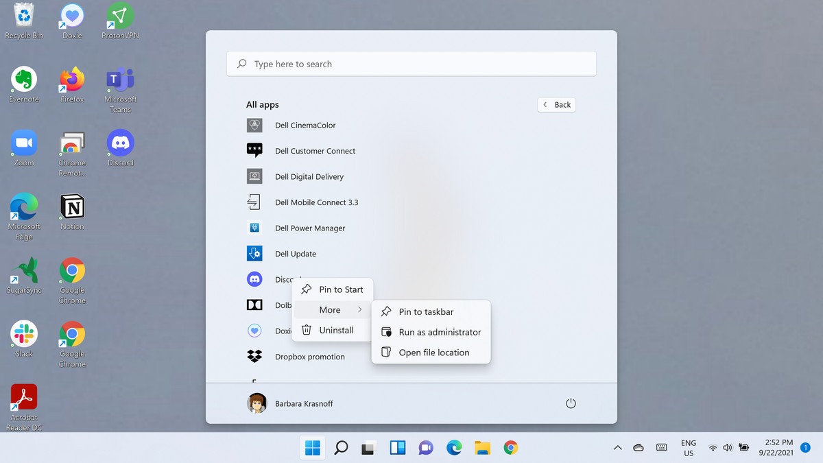 You can also pin an app to your tasks from the “All apps” menu.