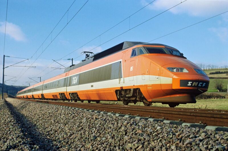 Image of an orange train.