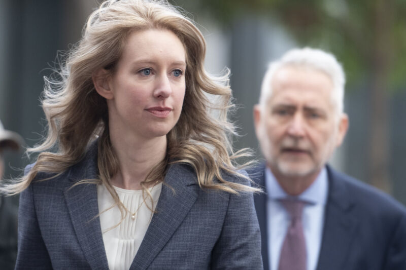 Elizabeth Holmes, founder and former CEO of Theranos, arrives for motion hearing on Monday, November 4, 2019, at the US District Court House in San Jose, California. 