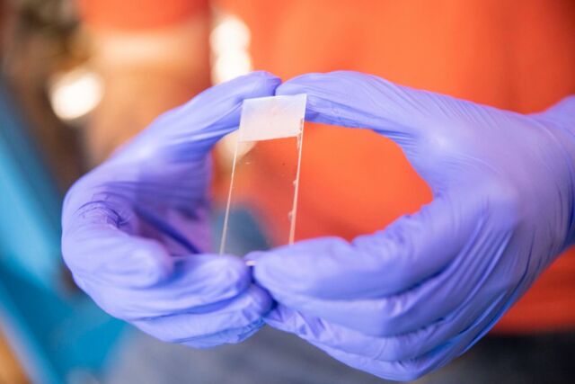 Nagarkar displays tiny dye molecules used to store information.