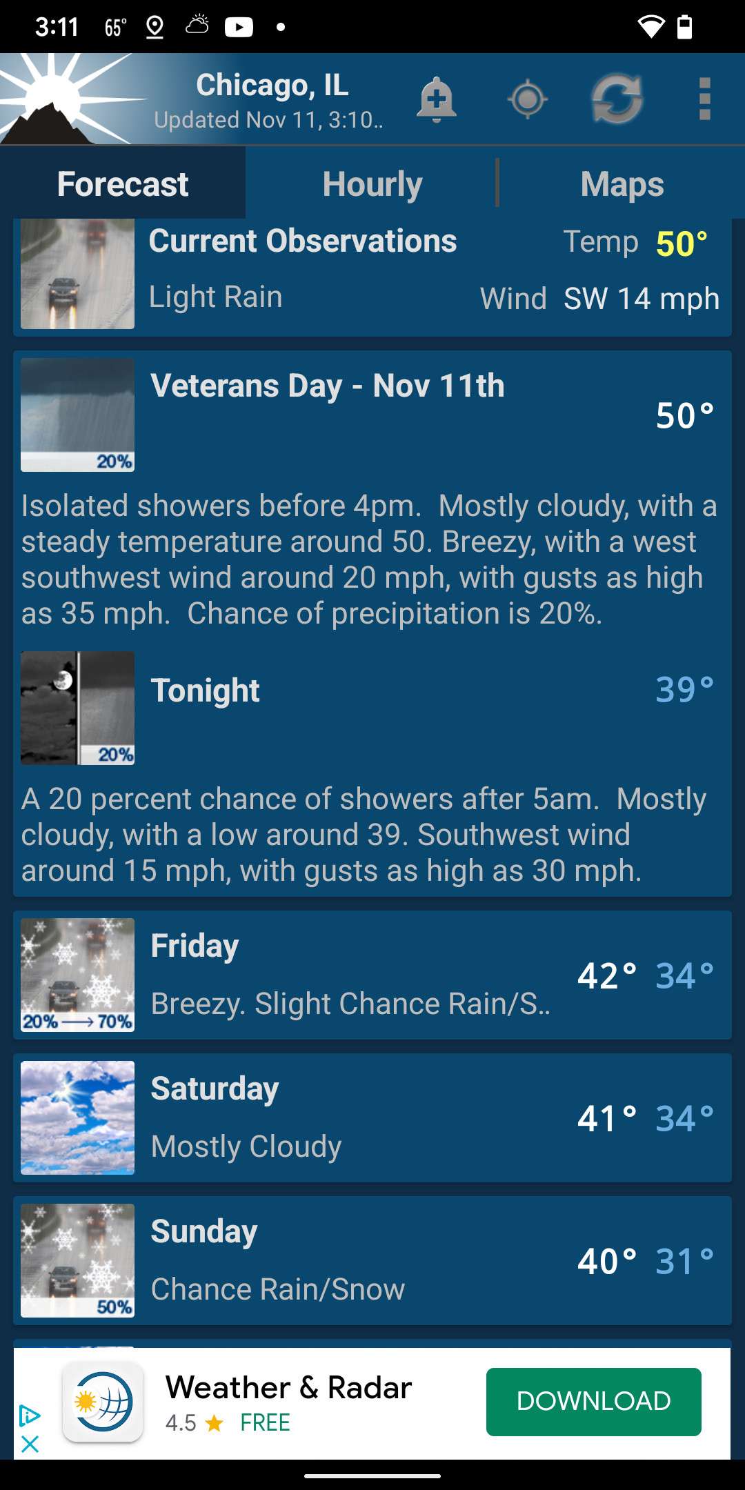 A great app if you want to get your data from the NOAA.