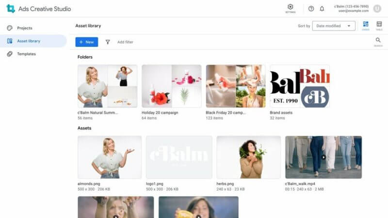 Google Ads Creative Studio asset library