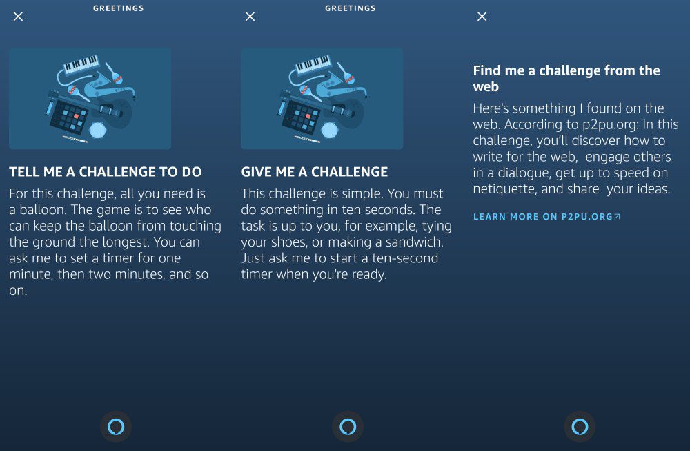 Alexa’s response to requests for a challenge on December 28th, after Amazon fixed this particular answer.