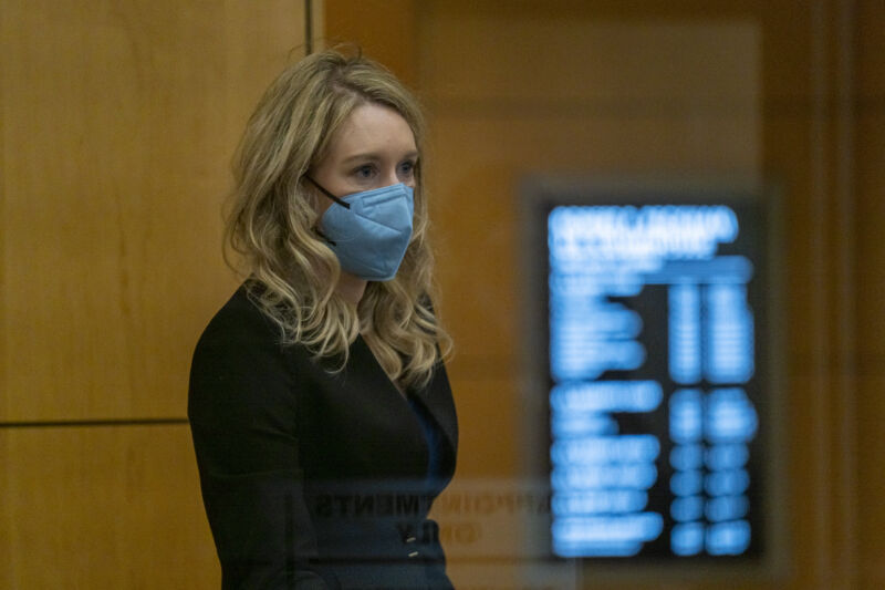 Elizabeth Holmes, founder of Theranos Inc., arrives at federal court in San Jose, California, on Tuesday, Nov. 30, 2021.