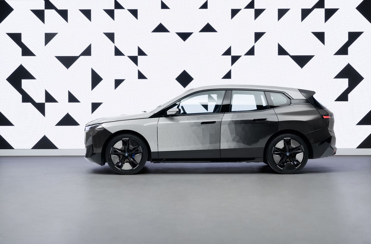 A BMW concept using e-ink to automatically change the paint color on a car from white to black and back again