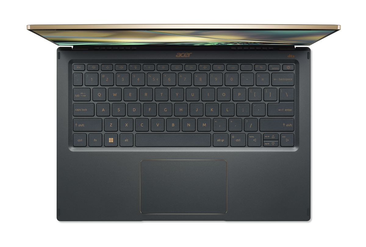 The Acer Swift 5 keyboard seen from above.