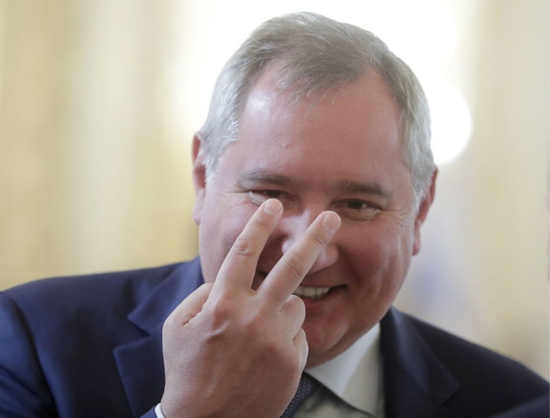 Roscosmos Head Dmitry Rogozin is seen before Russia-China talks at the Moscow Kremlin.